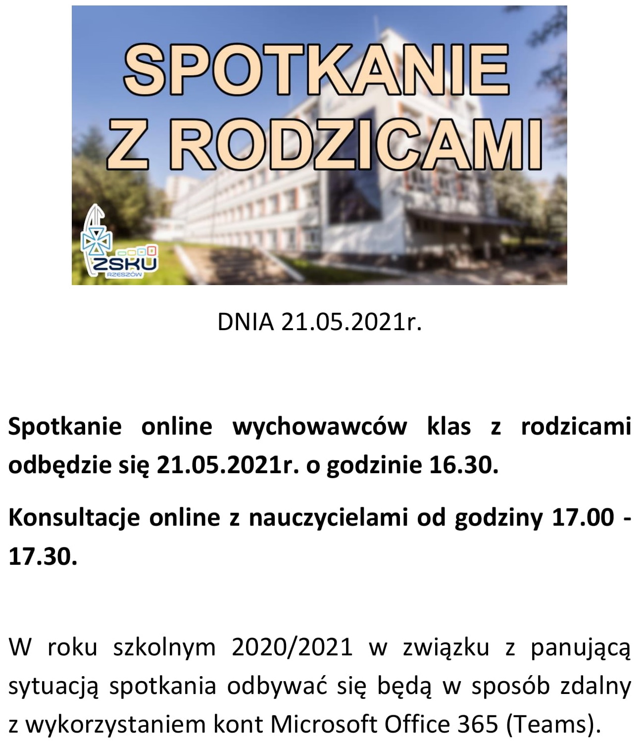 SPOTKANIE Z RODZICAMI 21.05.2021 2